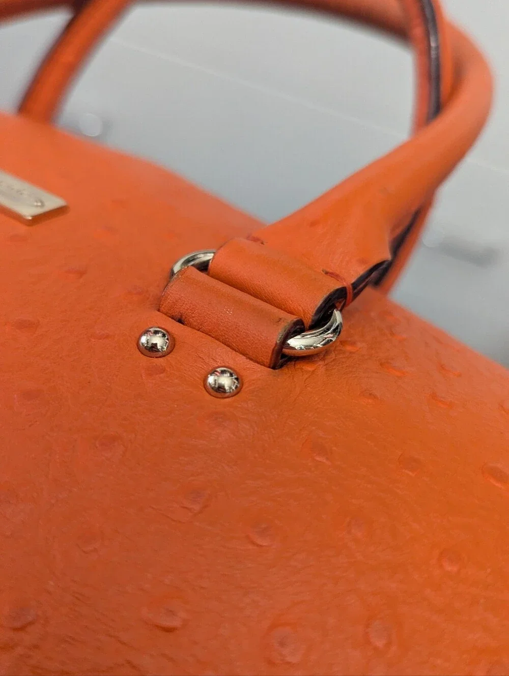 Kate Spade Structured Ostrich Orange Satchel Handbag